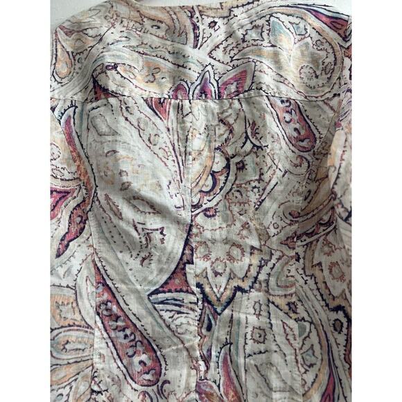 Chico’s Jacket Women's Size Large Multicolor 100% Linen Paisley Watercolor BOHO - Picture 3 of 9